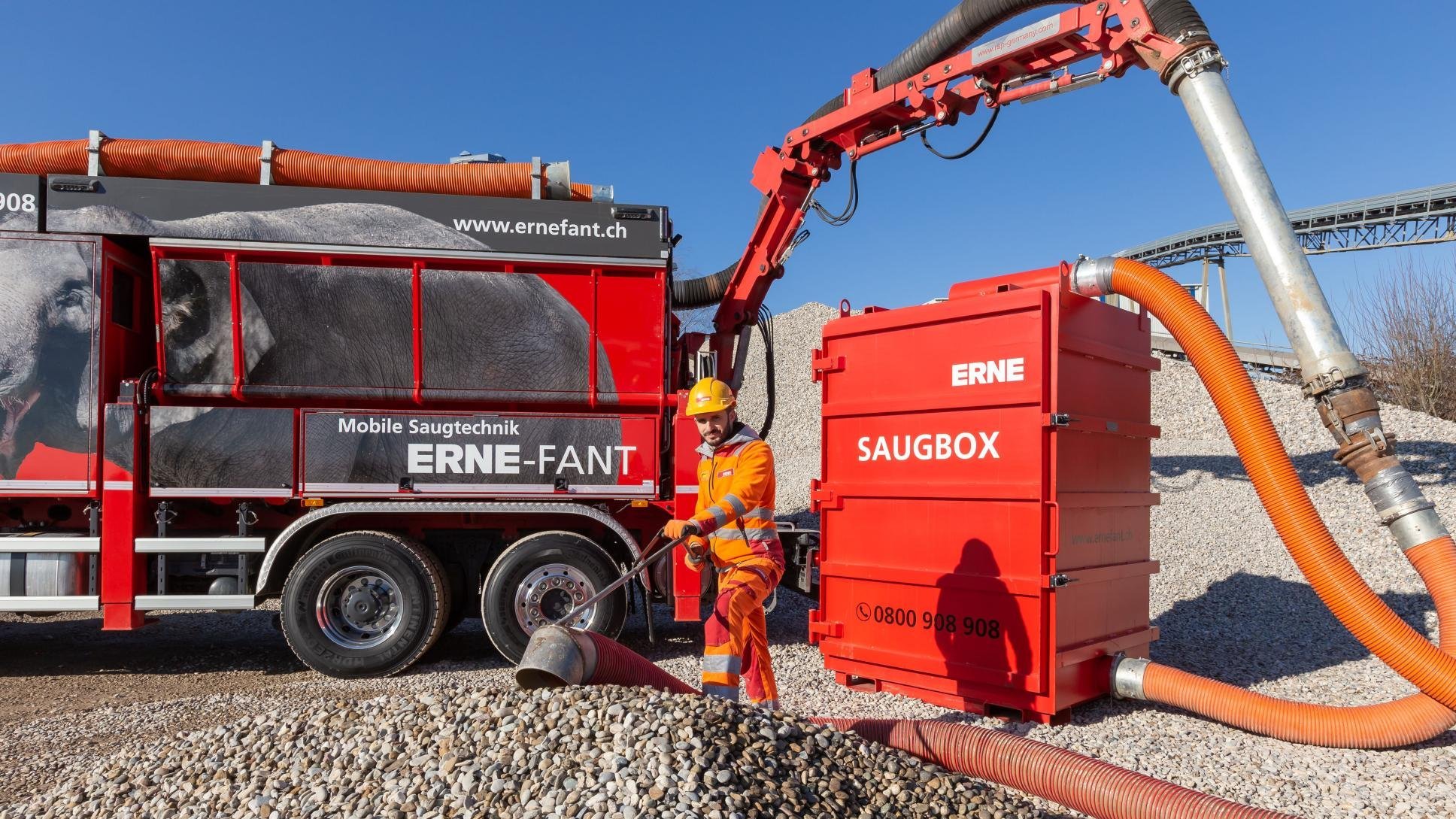 Saugbagger Saugbox ERNE-FANT Kies saugen in Bigbags